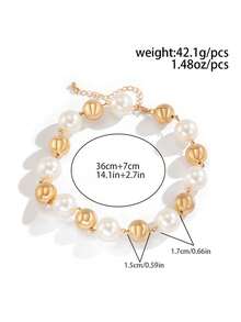 1 chiếc vòng cổ hạt ngọc trai bất đối xứng phóng đại, trang phục công sở/câu lạc bộ/tiệc tùng/lễ hội của phụ nữ, quà tặng mới cho bạn bè - Vàng - Xem 6