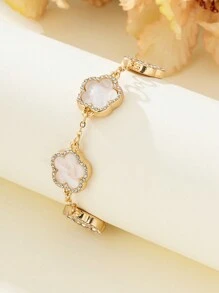 1pc Elegant Lucky Clover Women's Bracelet, Wedding/Party Gift - White - View 2