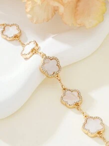 1pc Elegant Lucky Clover Women's Bracelet, Wedding/Party Gift - White - View 4