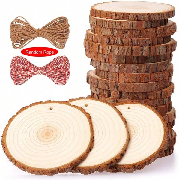 10 Stücke 2–4 Zoll große Naturholzscheiben, Bastelset aus unbehandeltem Holz, vorgebohrt mit Loch, Holzkreise für Kunst, Holzscheiben, Weihnachtsschmuck, DIY-Bastelarbeiten
