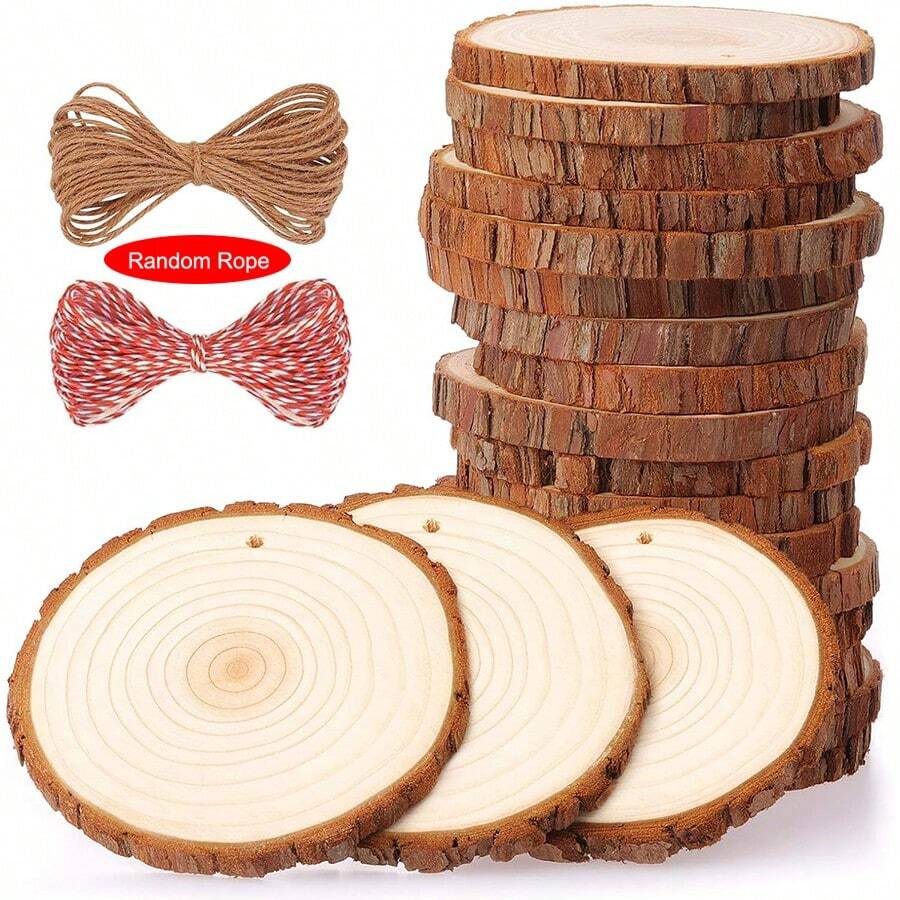 10 Stücke 2–4 Zoll große Naturholzscheiben, Bastelset aus unbehandeltem Holz, vorgebohrt mit Loch, Holzkreise für Kunst, Holzscheiben, Weihnachtsschmuck, DIY-Bastelarbeiten