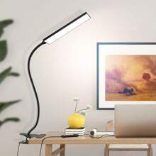 LED Table Lamp With Eye Care LED Light And Metal Clip,11 Level Brightness,3 Color Modes,USB Port Powered 5W Flexible Gooseneck Reading Light, Suitable For Home And Office (5W, Black And White) - LAM10B-Đen-US - Xem 1