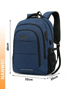 Anti-Theft Backpack, Unisex Waterproof Backpack, USB Port And Combination Lock - Blue - View 6