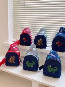 Bolso de pecho/bandolera de dinosaurio de dibujos animados para niños, bolso de cintura lindo para niños