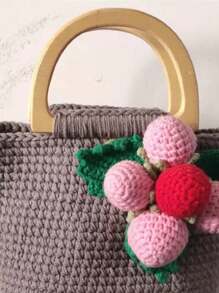 1pc Handmade Wooden Bag Handle, Purse Box Accessory, Wood Rattan Handle - Beige - View 3