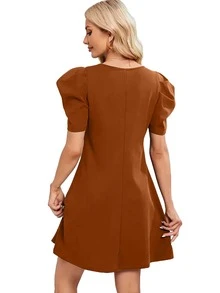 Kass Urban Women Short Dresses - 巧克力棕 - 查看 4