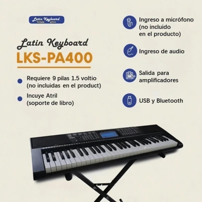 Teclado Musical con 61 teclas con Bluetooth, MP3, entrada USB. Órgano Eléctrico con Altavoces. Piano Eléctrico.