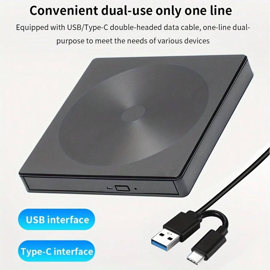 DVD External Optical Drive USB3.0+Type C CD Disk Reader DVD External DVD CD Optical Drive For