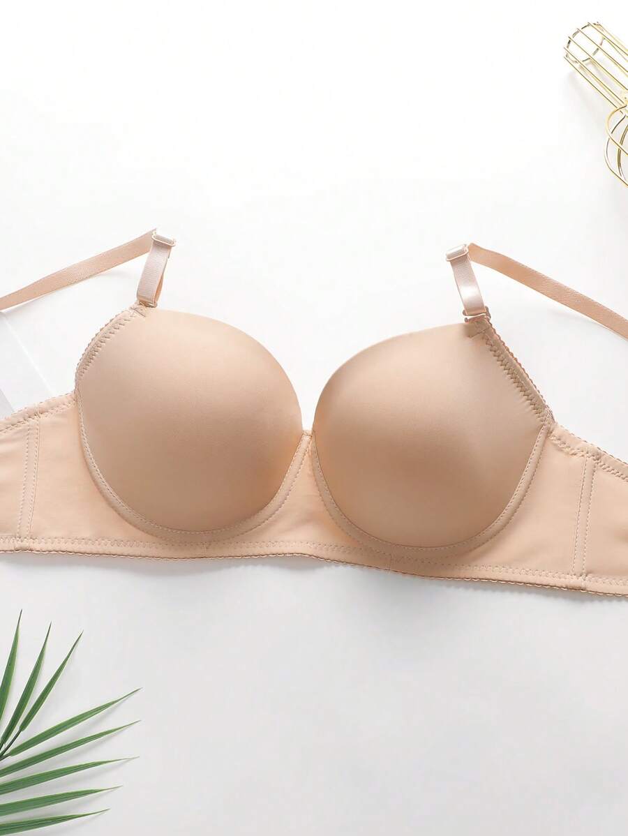 3pcs Women's Solid Color Underwire Bra And Bikini Panty Set - Multicolor - View 1