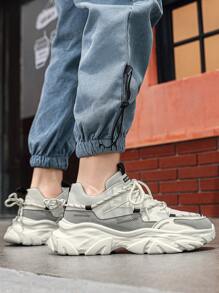 Zapatillas de deporte deportivas de verano para hombre con diseño de parches y cordones como regalo del Día del Padre, zapatillas bajas cómodas para deportes, zapatos transpirables de malla para la vida cotidiana