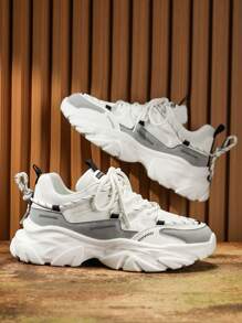 Zapatillas de deporte deportivas de verano para hombre con diseño de parches y cordones como regalo del Día del Padre, zapatillas bajas cómodas para deportes, zapatos transpirables de malla para la vida cotidiana