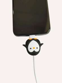 4 件装硅胶企鹅设计数据线保护器充电器保护器