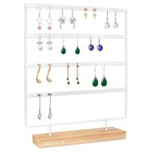 Earring Holder Stand, Earring Organizer Display Holder Stand For Hanging Earrings(88 Holes & 4 Layers) (White) Back To School Dormitory Storage - White - View 3
