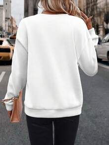 Personalized Gift, Custom Women Crew Neck Sweatshirt. Add Family & Selfie Photos For Custom Prints. Casual Black Winter Wear For Carnivals. White Fall - White - View 6