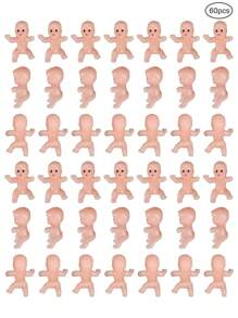 60入組白色迷你塑料公仔，1寸大小，適用於嬰兒淋浴派對遊戲、有趣的派對雕塑、DIY手工藝品，適用於冰塊遊戲、派對裝飾、蛋糕裝飾 - 白色 - 查看 2