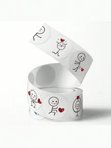 1/2 Roll 500pcs Matchstick Cartoon Cute Stickers, Creative Round Label Stickers For Kids Scrapbooking & Sealing - 1 Roll Of Stickman Stickers - View 6