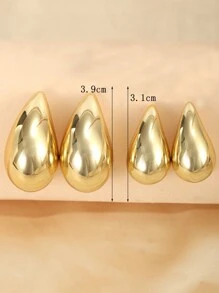 2-4pcs/Set Exaggerated Fashion Teardrop Shape Hoop Earrings Set, Large& Medium, European And American Hiphop Jewelry