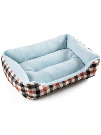 Hollypet 1 pieza Cama de mascota acolchada y transpirable a cuadros, adecuada para gatos y perros medianos/pequeños, para todo el año