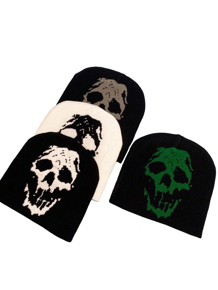 1 Peça Gorro de Malha com Caveira Masculino, Estilo de Rua Esqueleto Outfit de Outono
