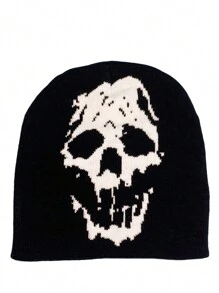 1 Peça Gorro de Malha com Caveira Masculino, Estilo de Rua Esqueleto Outfit de Outono