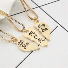 3pcs Lil Big Sis And Mom Love Splicing Necklace Charming Women's Jewelry Jewelry Creative Retro Simple Elegant Pendant Versatile Personalized Collar Chain Birthday Holiday Halloween Christmas Gift For Mom And Family - Multicolor - View 5