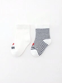 2pairs Kids Cartoon Expression Pattern Baby Socks For Daily Life