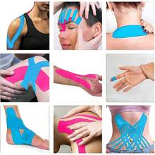1 pieza Kinesio Tape elástico, cinta de vendaje muscular, cinta adhesiva para el pecho, rodilla y codo, equipo de protección para fitness, cinta elástica levantadora de senos, cinta elástica muscular con adhesivo para fitness, cinta muscular/Kinesio tape resistente al agua, talla grande banda de resistencia de yoga para entrenamiento de fitness, correr, fútbol, escalar, accesorios de gimnasio de boxeo, vendajes deportivos - Azul - Ver 2