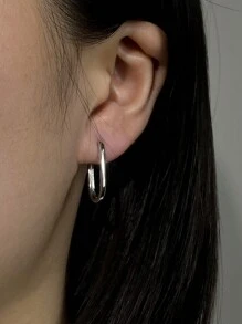 1 Pair Of Stainless Steel Glossy Ear Studs For Men And Women - Silver - View 6