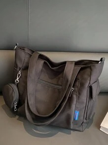 1pc Fashionable Casual Solid Color With Coin Purse Large Capacity Tote Bag ,Suitable For University/College Classroom / Commute/Work/ Festivals/Vacation/Holiday,For Women, Rookies & White-Collar Workers,Girl, College Students,Lady,Woman ,Or Women, Rookies & White-Collar Workers,Girl, College Students,Lady,Woman