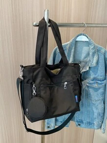 1pc Fashionable Casual Solid Color With Coin Purse Large Capacity Tote Bag ,Suitable For University/College Classroom / Commute/Work/ Festivals/Vacation/Holiday,For Women, Rookies & White-Collar Workers,Girl, College Students,Lady,Woman ,Or Women, Rookies & White-Collar Workers,Girl, College Students,Lady,Woman