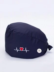 1 pieza Gorro de trabajo de médico de moda con estampado, gorro casual para sala de operaciones para enfermera, gorra quirúrgica a prueba de polvo con bordado y botón, Día de San Valentín - Multicolor - Ver 8