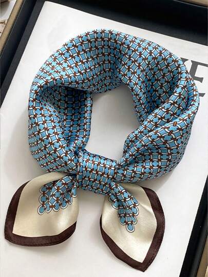 26.7 英寸圆环印花方形印花缎面围巾头巾花卉印花方形围巾柔软透气围巾头巾女士女式头巾、发带、头带非常适合装扮您的外观