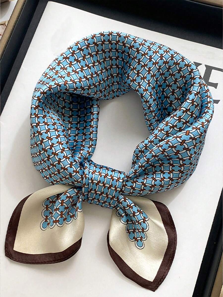 26.7 英寸圆环印花方形印花缎面围巾头巾花卉印花方形围巾柔软透气围巾头巾女士女式头巾、发带、头带非常适合装扮您的外观