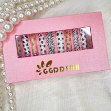 Handmade Press On Nails, Luxury & Custom Fake Nails 3D Handmade Reusable UV Finished False Nails, Hand-Painted Nail - Black and White - View 2