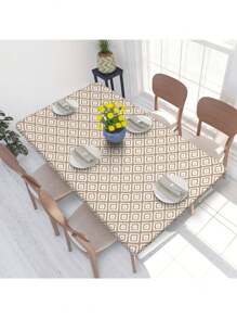 1 pieza Mantel impermeable rectangular de poliéster con funda elástica ajustable, se adapta a mesas plegables de 4/6/8 pies, protector de mesa lavable para picnic, camping, exterior