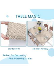 1 pieza Mantel impermeable rectangular de poliéster con funda elástica ajustable, se adapta a mesas plegables de 4/6/8 pies, protector de mesa lavable para picnic, camping, exterior