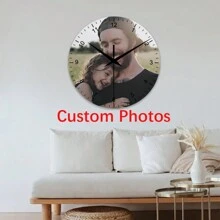 1入個性化石英掛鐘，客製化圖片掛鐘，用於牆壁裝飾，適合作為家人、朋友、寵物、情侶的禮物，萬聖節