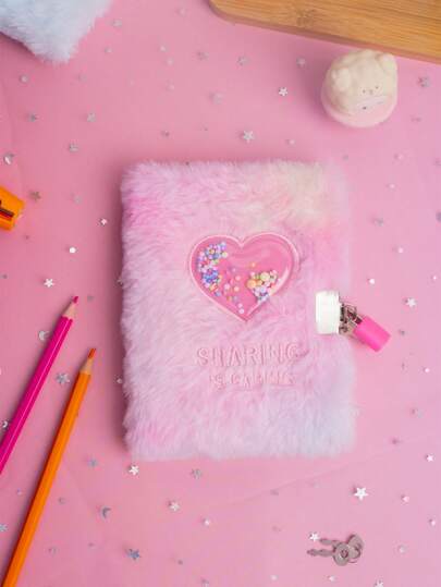 A6刺繡字母珠心絨布筆記本帶鎖，1入組，適用於學生日記、女孩日記、男女生禮物，內含80張紙張