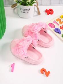 New Style Girls' Hollow-Out Flat Slip-Resistant Dual-Purpose Sandals, Summer Cute Floral Beach Slippers For Kids & Teenagers On Vacation - Baby Pink - View 6