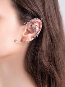 1 pieza Puño de oreja trenzado a mano de cobre antiguo, pendiente de clip ajustable con diseño de ramita de moda y exquisito para cosplay, complemento de moda para el oído sin perforar para mujeres, para uso diario, actuaciones y festivales - Ganchos para la oreja sin piercing - Ver 8