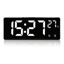 卧室数字闹钟，带温度显示、双闹钟、自动调光器、7.3 英寸屏幕、语音控制、可调亮度、贪睡、儿童、老人、家庭和办公室使用的基本数字时钟、家居装饰、房间装饰 - 綠色 - 查看 12