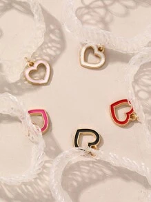 5pcs Simple & Stylish Children's Colorful Heart Pendant Elastic Cord Necklaces Set