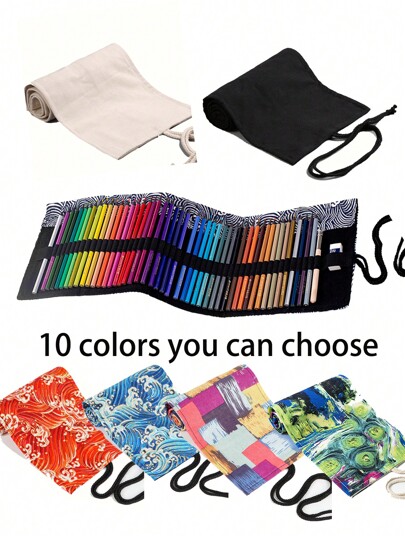 Kit de lápis de desenho 1 peça/2 peças, estojo grande colorido com borracha, multifuncional, multiestilo, pincel de maquiagem, caneta, bolsa de armazenamento com cadarço, bolsa organizadora de grande capacidade para escritório, caixa de viagem, volta às aulas, estojo para lápis, mochila escolar