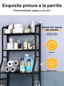 Simple Trending -Estante de 3 niveles para ahorrar espacio, estante sobre el inodoro, organizador de almacenamiento de soporte de baño, color blanco - Negro - Ver 2