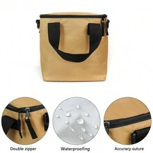 1入組午餐保溫袋，便攜背包便當盒化妝品生活用品，適用於學生和上班族，野餐旅行必備 - 棕色 - 查看 3