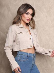 Women Denim Jackets & Coats - 米色 - 查看 2