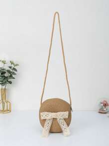 Children's Woven Straw Crossbody Bag For Beach - Beige - View 19