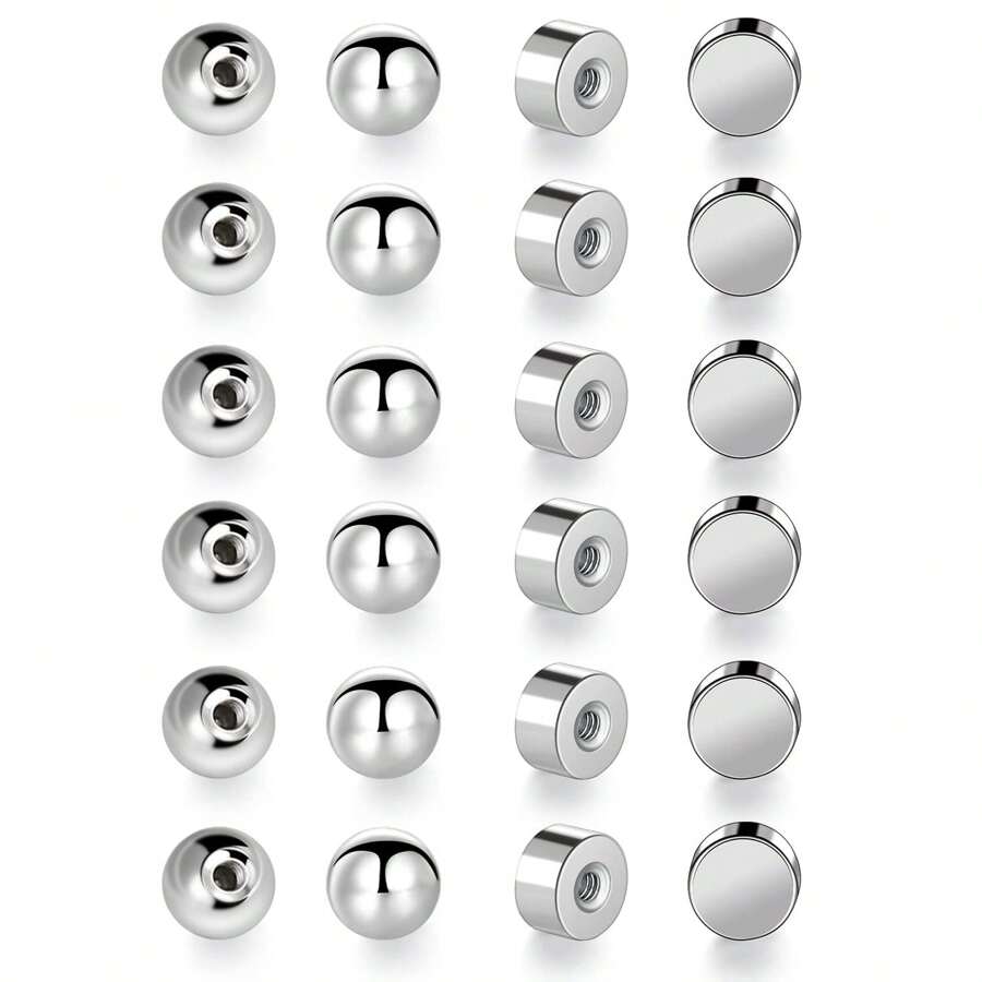 6對不鏽鋼耳扣金平面耳背針可替換耳針扣平面花絮耳針 - 鋼色 - 查看 1