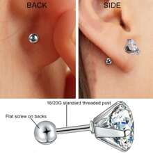 6對不鏽鋼耳扣金平面耳背針可替換耳針扣平面花絮耳針 - 鋼色 - 查看 5