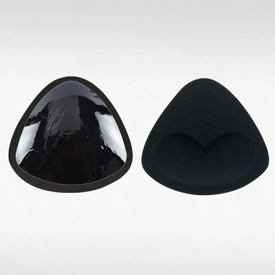 Almohadillas triangulares de silicona para el pecho, almohadillas autoadhesivas para el pecho, almohadillas de esponja gruesas invisibles, inserciones de ropa interior de bikini para traje de baño - Negro - Ver 1